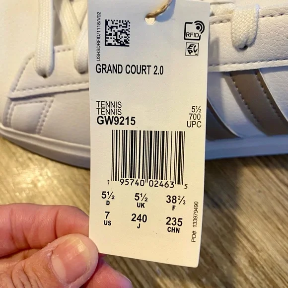 Adidas Court Shoes 2.0 Cloud Foam White Leather Platinum Stripe Comfort Sneakers - Picture 13 of 16